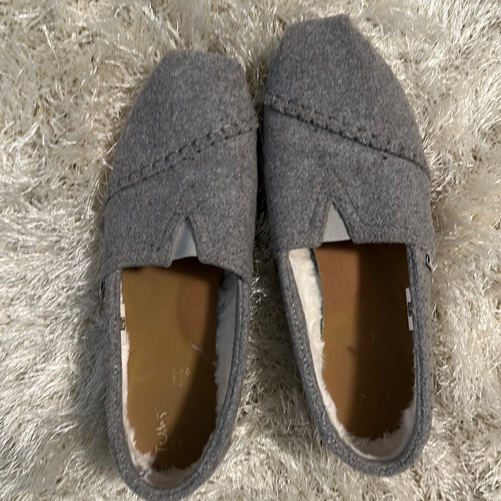 Toms grey felt fleece lined Alpargatas